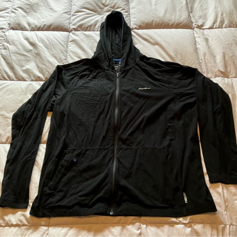 Eddie Bauer Zipper Hoodie Free Dry Active Fit (Very Soft) - XXL -  Black